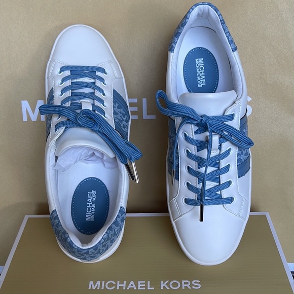 Michael Kors Poppy Stripe Lace Up Nappa Faux Leather WMNS Chambray - Picture 11 of 16